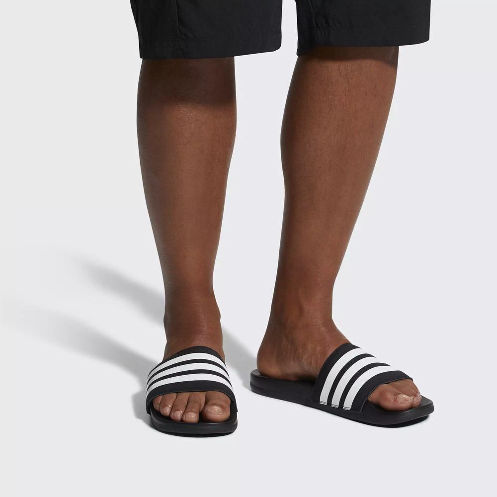 Adidas Adilette Cloudfoam Plus Stripes Chanclas Negros Para Hombre (MX-52557)